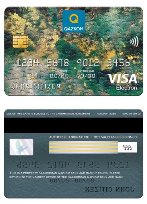 Kazakhstan Qazkom bank JCB bank visa electron card